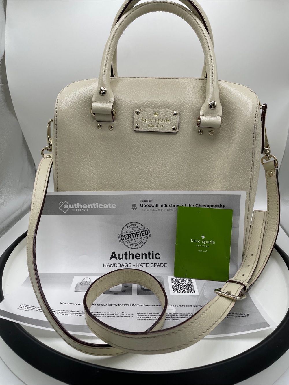 Kate Spade NY Berkeley Lane Cream Leather Crossbody Satchel